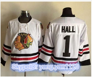 Chicago Blackhawks #1 Glenn Hall White CCM Throwback Stitched NHL Jersey