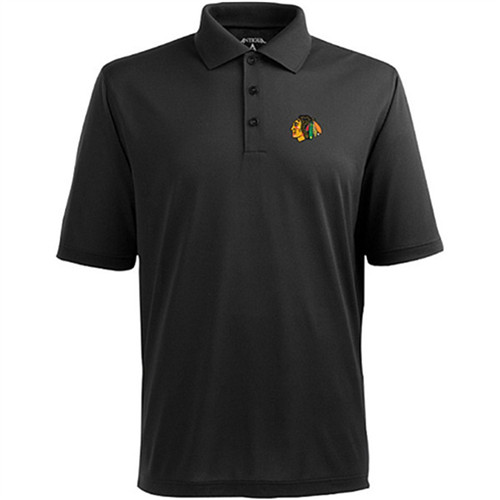 Chicago Blackhawks Antigua Pique Xtra-Lite Polo - Black