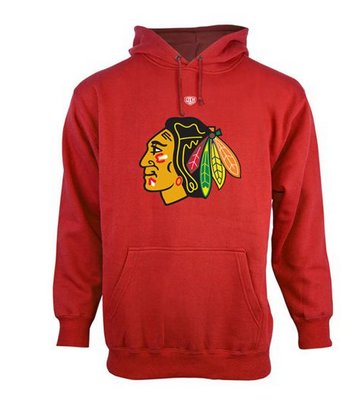 Chicago Blackhawks Old Time Hockey Big Logo with Crest Pullover Hoodie Red