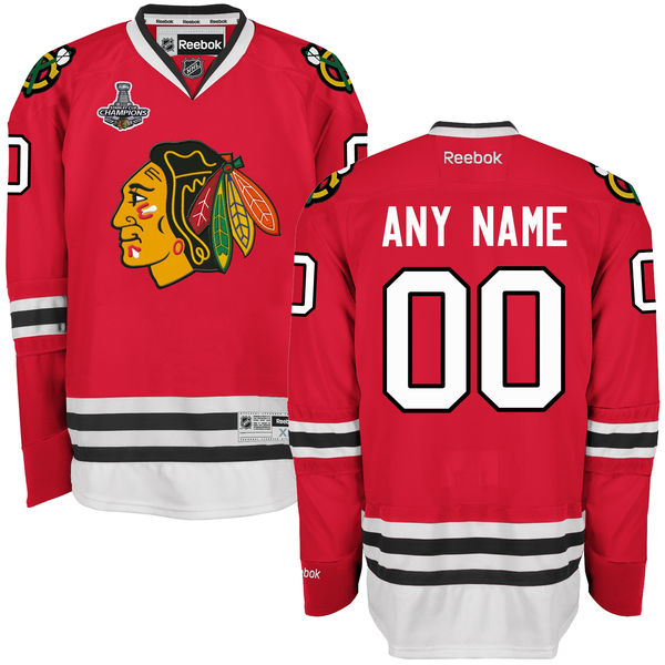 Chicago Blackhawks Red Men's 2015 Stanley Cup Champions Premier Home Reebok Custom Jersey