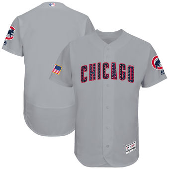 Chicago Cubs Majestic 2017 Stars & Stripes Authentic Collection FlexBase Team Jersey - Gray