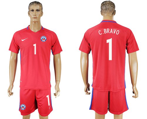 Chile #1 C.Bravo Home Soccer Country Jersey Chile #1 C.Bravo Home Soccer Country Jersey