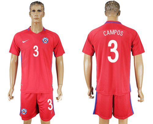 Chile #3 Campos Home Soccer Country Jersey Chile #3 Campos Home Soccer Country Jersey