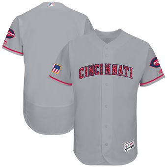 Cincinnati Reds Majestic 2017 Stars & Stripes Authentic Collection FlexBase Team Jersey - Gray