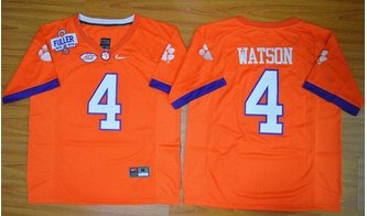 Clemson Tigers #4 Deshaun Watson Orange 2016 National Championship Stitched NCAA Jersey