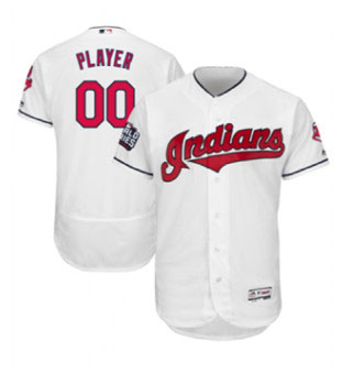 Men's Cleveland Indians Majestic Home White FlexBase Authentic Collection Custom Jersey