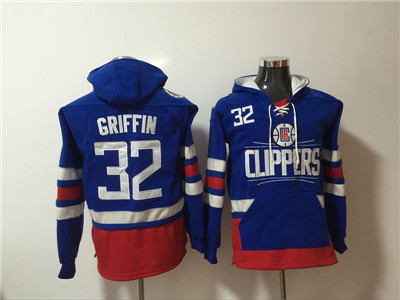Clippers #32 Blake Griffin Blue All Stitched Hooded Sweatshirt