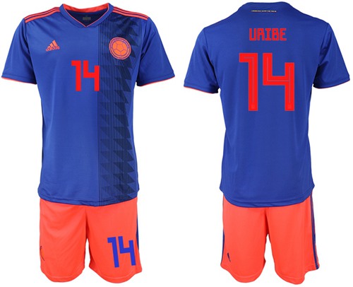 Colombia #14 Uribe Away Soccer Country Jersey Colombia #14 Uribe Away Soccer Country Jersey