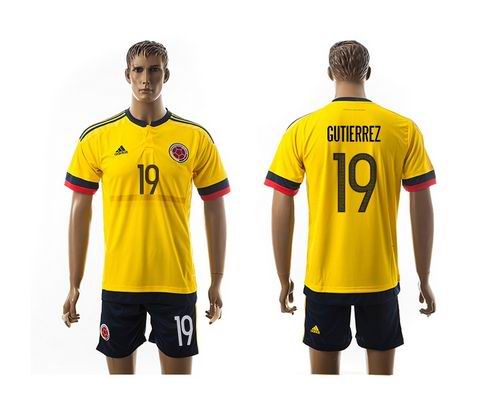 Colombia #19 Gutierrez Home Soccer Country Jersey Colombia #19 Gutierrez Home Soccer Country Jersey