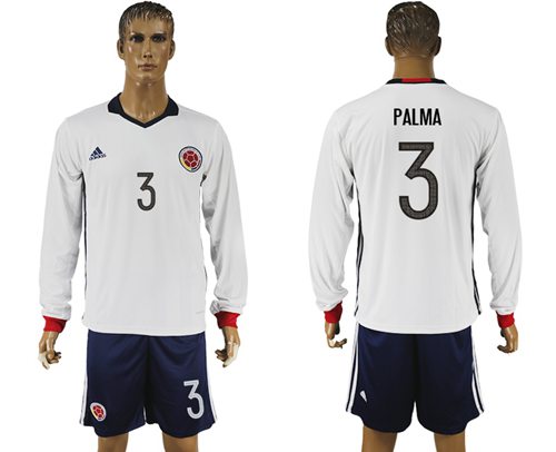 Colombia #3 Palma Away Long Sleeves Soccer Country Jersey Colombia #3 Palma Away Long Sleeves Soccer Country Jersey