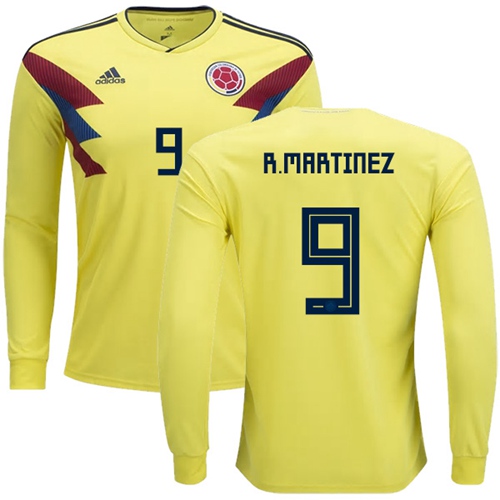 Colombia #9 R.Martinez Home Long Sleeves Soccer Country Jersey Colombia #9 R.Martinez Home Long Sleeves Soccer Country Jersey