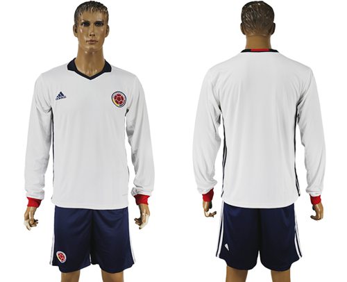 Colombia Blank Away Long Sleeves Soccer Country Jersey Colombia Blank Away Long Sleeves Soccer Country Jersey