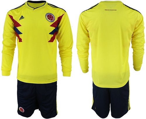 Colombia Blank Home Long Sleeves Soccer Country Jersey