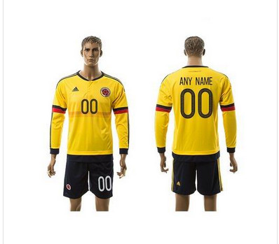 Colombia Personalized Home Long Sleeve Soccer Country Jersey Colombia Personalized Home Long Sleeve Soccer Country Jersey