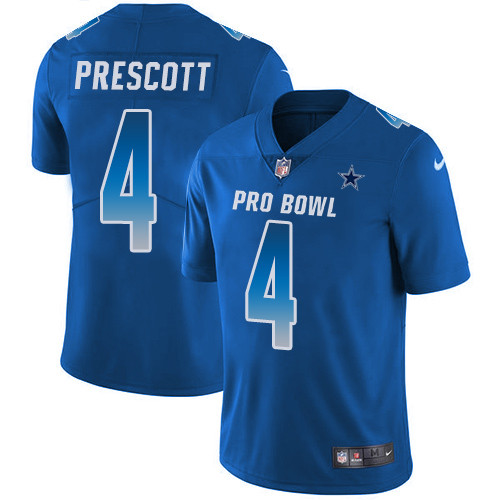 Cowboys #4 Dak Prescott Royal Youth Stitched Football Limited NFC 2019 Pro Bowl Jersey