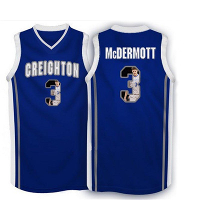 Creighton Bluejays 3 Doug McDermott Navy With Portrait Print College Basketball Jersey3