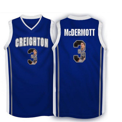 Creighton Bluejays 3 Doug McDermott Navy With Portrait Print College Basketball Jersey5