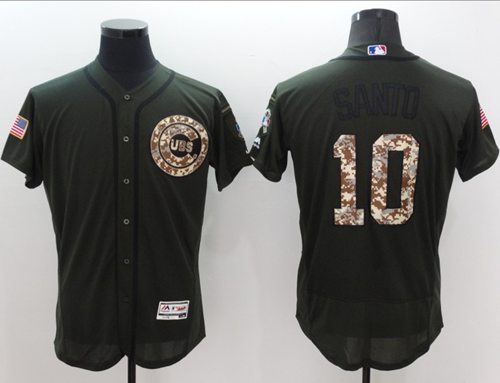 Cubs #10 Ron Santo Green Flexbase Authentic Collection Salute to Service Stitched MLB Jersey Cubs #10 Ron Santo Green Flexbase Authentic Collection Salute to Service Stitched MLB Jersey