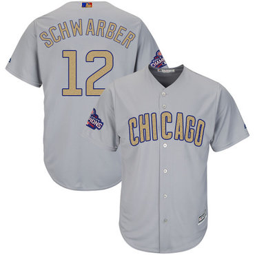 Cubs #12 Kyle Schwarber World Series Champions Gold Program Cool Base Jersey