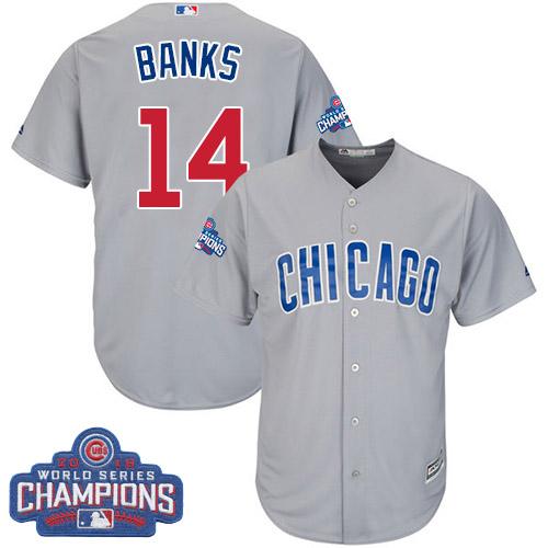 Cubs #14 Ernie Banks Grey Road 2016 World Series Champions Stitched Youth MLB Jersey Cubs #14 Ernie Banks Grey Road 2016 World Series Champions Stitched Youth MLB Jersey