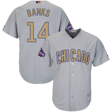 Cubs #14 Ernie Banks World Series Champions Gold Program Cool Base Jersey