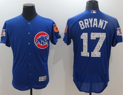 Cubs #17 Kris Bryant Blue 2017 Spring Training Authentic FlexBase Stitched MLB Jersey