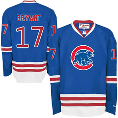 Cubs #17 Kris Bryant Blue Long Sleeve Stitched MLB Jersey