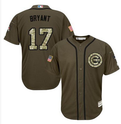 Cubs #17 Kris Bryant Green Salute to Service Stitched MLB Jersey