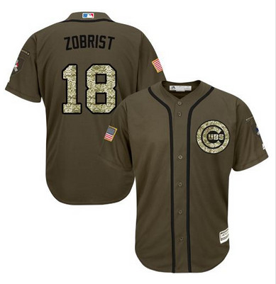 Cubs #18 Ben Zobrist Green Salute to Service Stitched MLB Jersey