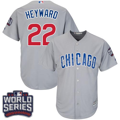 Cubs #22 Jason Heyward Grey Road 2016 World Series Bound Stitched Youth MLB Jersey