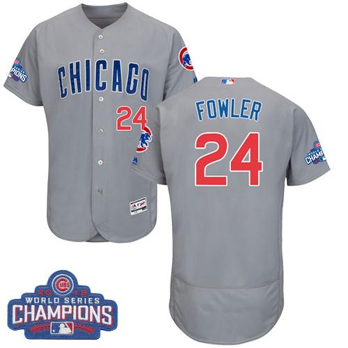 Cubs #24 Dexter Fowler Grey Flexbase Authentic Collection Road 2016 World Series Champions Stitched MLB Jersey Cubs #24 Dexter Fowler Grey Flexbase Authentic Collection Road 2016 World Series Champions Stitched MLB Jersey