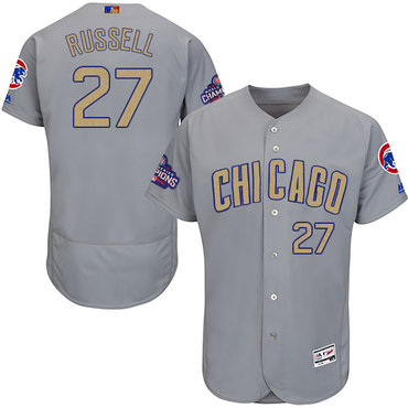 Cubs #27 Addison Russell World Series Champions Gold Program Flexbase Jersey
