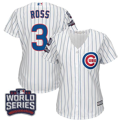Cubs #3 David Ross White(Blue Strip) Home 2016 World Series Bound Women's Stitched MLB Jersey Cubs #3 David Ross White(Blue Strip) Home 2016 World Series Bound Women's Stitched MLB Jersey