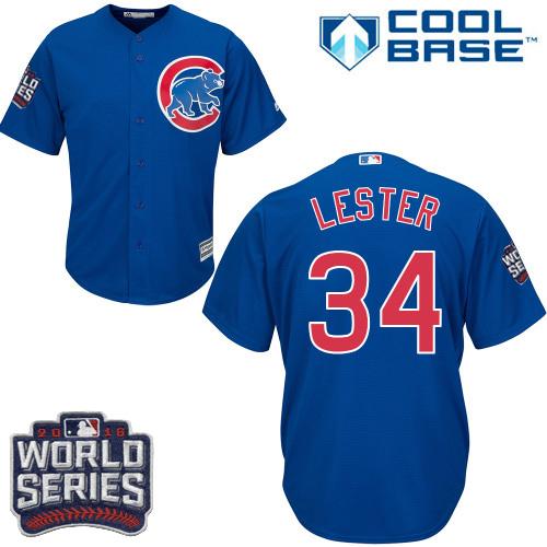 Cubs #34 Jon Lester Blue Alternate 2016 World Series Bound Stitched Youth MLB Jersey