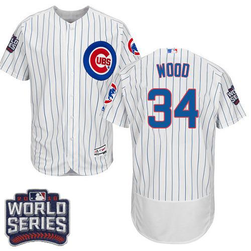 Cubs #34 Kerry Wood White Flexbase Authentic Collection 2016 World Series Bound Stitched MLB Jersey