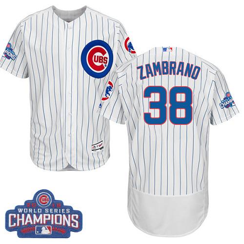 Cubs #38 Carlos Zambrano White Flexbase Authentic Collection 2016 World Series Champions Stitched MLB Jersey Cubs #38 Carlos Zambrano White Flexbase Authentic Collection 2016 World Series Champions Stitched MLB Jersey