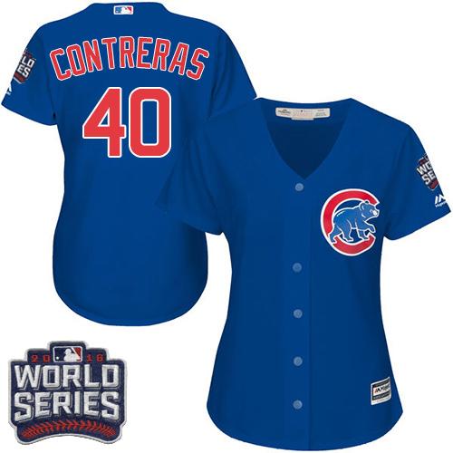 Cubs #40 Willson Contreras Blue Alternate 2016 World Series Bound Women's Stitched MLB Jersey Cubs #40 Willson Contreras Blue Alternate 2016 World Series Bound Women's Stitched MLB Jersey