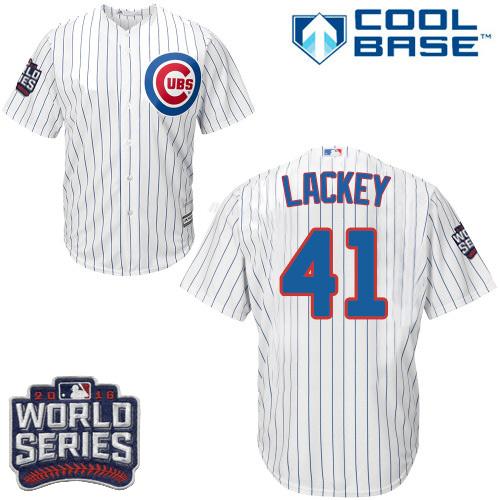 Cubs #41 John Lackey White Home 2016 World Series Bound Stitched Youth MLB Jersey
