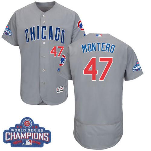 Cubs #47 Miguel Montero Grey Flexbase Authentic Collection Road 2016 World Series Champions Stitched MLB Jersey Cubs #47 Miguel Montero Grey Flexbase Authentic Collection Road 2016 World Series Champions Stitched MLB Jersey