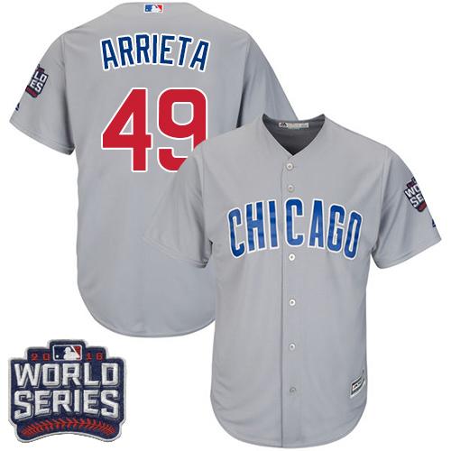 Cubs #49 Jake Arrieta Grey Road 2016 World Series Bound Stitched Youth MLB Jersey Cubs #49 Jake Arrieta Grey Road 2016 World Series Bound Stitched Youth MLB Jersey