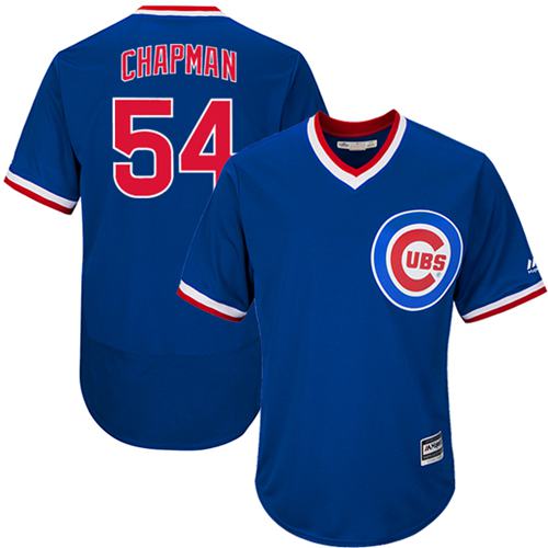 Cubs #54 Aroldis Chapman Blue Flexbase Authentic Collection Cooperstown Stitched MLB Jersey Cubs #54 Aroldis Chapman Blue Flexbase Authentic Collection Cooperstown Stitched MLB Jersey