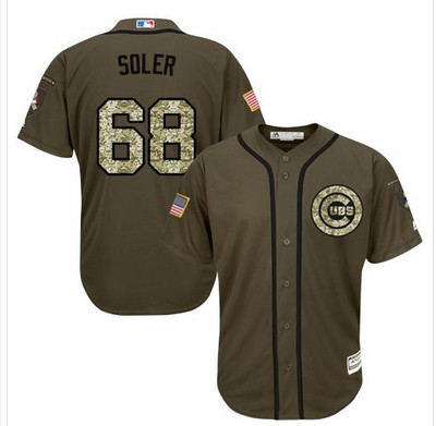 Cubs #68 Jorge Soler Green Salute to Service Stitched MLB Jersey
