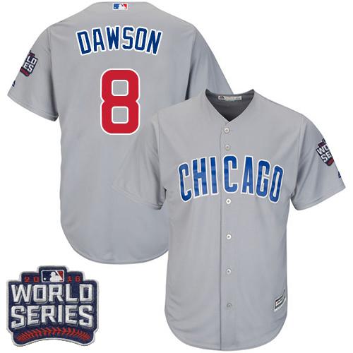 Cubs #8 Andre Dawson Grey Road 2016 World Series Bound Stitched Youth MLB Jersey