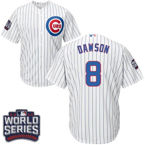 Cubs #8 Andre Dawson White Home 2016 World Series Bound Stitched Youth MLB Jersey