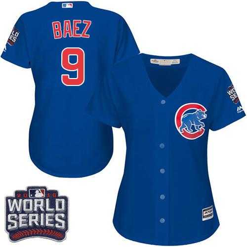 Cubs #9 Javier Baez Blue Alternate 2016 World Series Bound Women's Stitched MLB Jersey Cubs #9 Javier Baez Blue Alternate 2016 World Series Bound Women's Stitched MLB Jersey