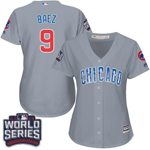 Cubs #9 Javier Baez Grey Road 2016 World Series Bound Women's Stitched MLB Jersey Cubs #9 Javier Baez Grey Road 2016 World Series Bound Women's Stitched MLB Jersey