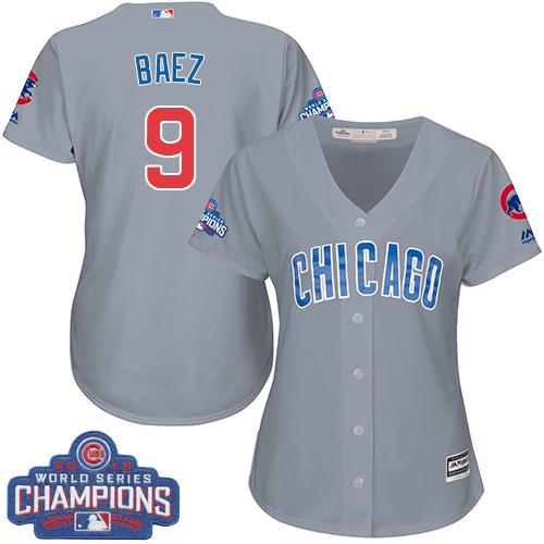 Cubs #9 Javier Baez Grey Road 2016 World Series Champions Women's Stitched MLB Jersey Cubs #9 Javier Baez Grey Road 2016 World Series Champions Women's Stitched MLB Jersey