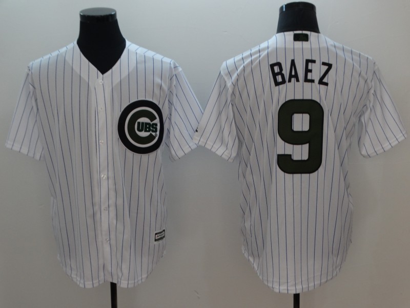 Cubs #9 Javier Baez White 2018 Memorial Day Cool Base Jersey