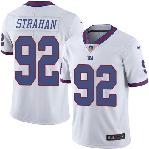Custom Giants #92 Michael Strahan White Men's Stitched NFL Limited Rush Jersey SIZE 5XL 6XL