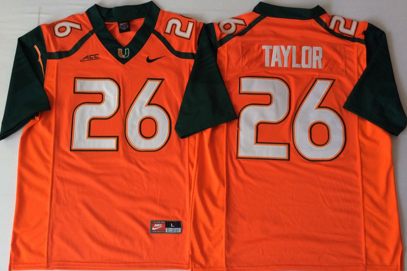 Custom big size Miami Hurricanes 26 Sean Taylor Orange Nike College Football Jersey